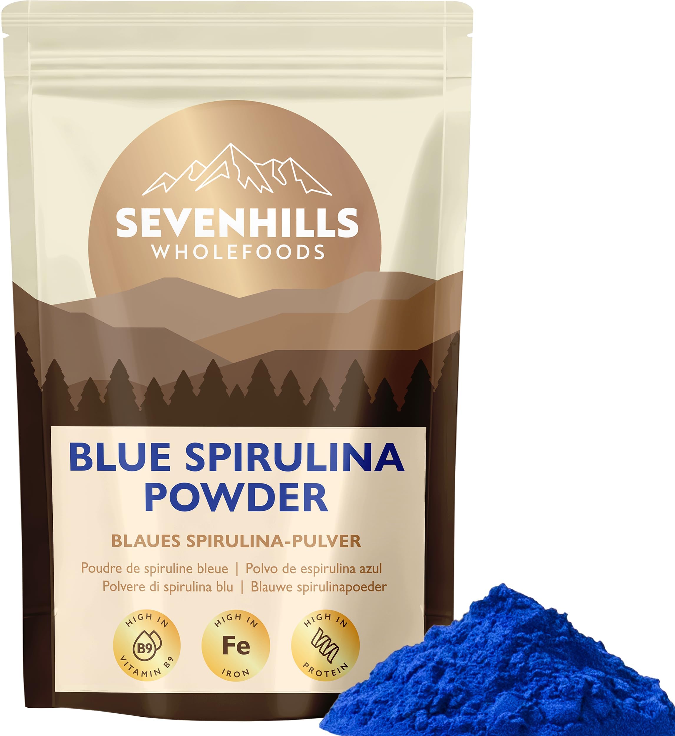 Sevenhills Wholefoods Premium Royal Blue Spirulina Powder | E18 Food Grade | Natural Food Colouring | Phycocyanin | 50g
