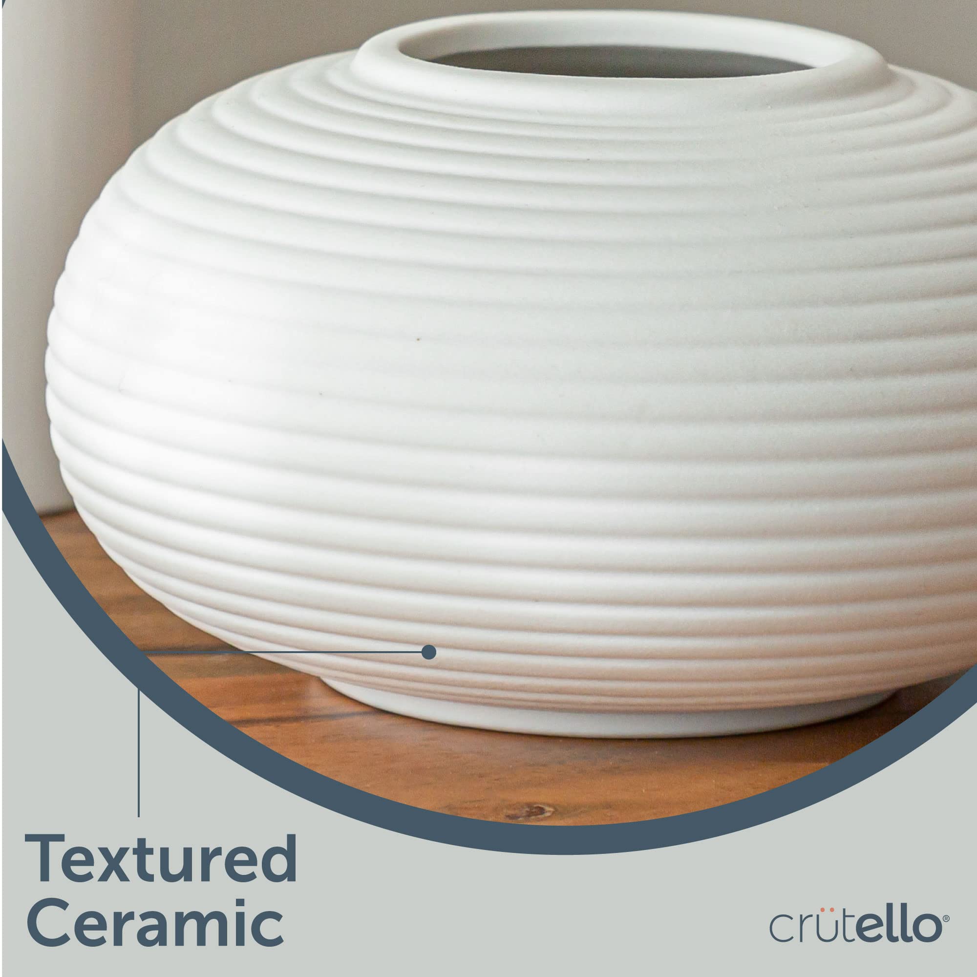 Crutello Keramikvasen-Set – Set mit 3 kleinen weißen Vasen – perfekt für Wohnzimmer, Küche, Bücherregal oder Eingangsdekoration
