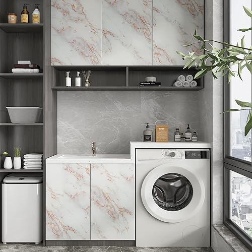 Miniatura 6 de CRE8TIVE Papel de contacto de mármol blanco mate dorado para encimeras de despegar y pegar papel tapiz de mármol blanco extraíble autoadhesivo rollo