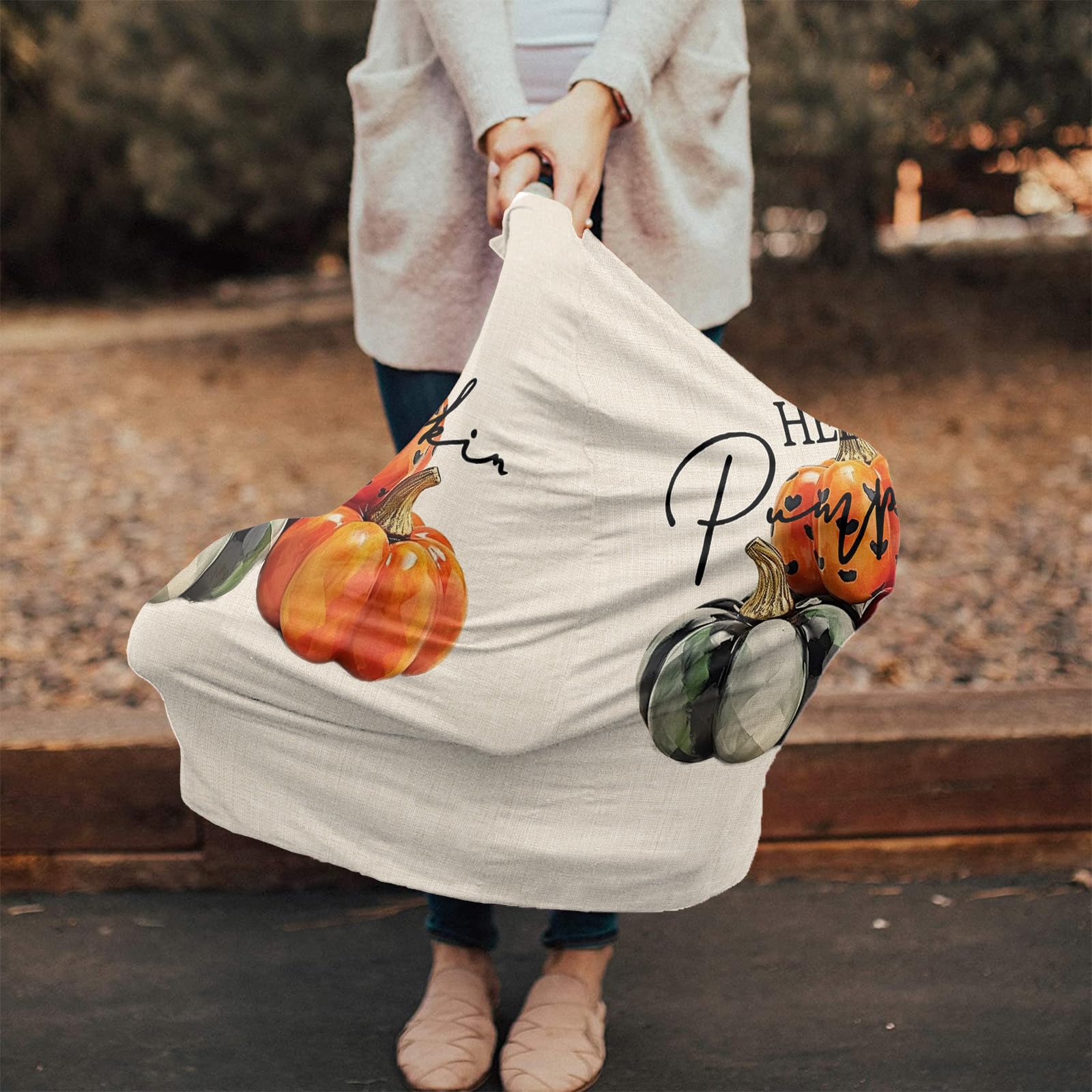 Nursing Cover for Breastfeeding Scarf, Pumpkin Fall Thanksgiving Baby Car Covers Super Soft Multi Use for Canopy Shopping Cart Cover Blanket Stroller Cover