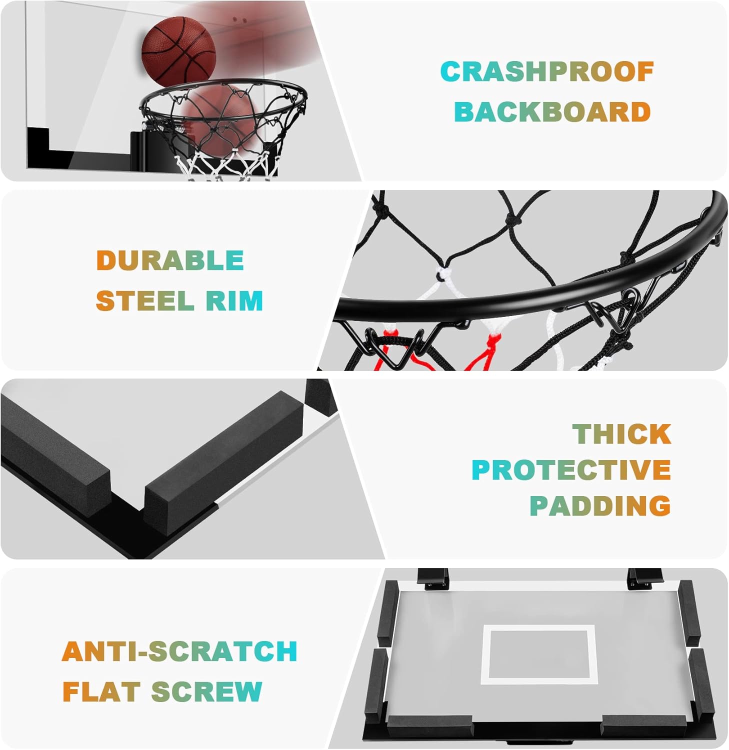 Indoor Basketball Hoop Boys Gifts for Teens Door Room Basketball Hoop Mini Hoop with Scoreboard, 3 Balls and Batteries Basketball Toys for 8 9 10 11 12