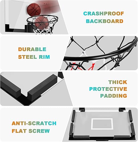 Vista 22 de Indoor Basketball Hoop Boys Gifts for Teens and Adults Door Room Basketball Hoop Mini Hoop with Electronic Scoreboard, 3 Balls and