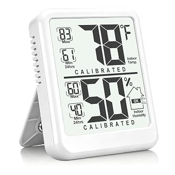 Antonki Room Thermometer, Digital Small Hygrometer Indoor Thermometer Humidity Gauge, Temperature Humidity Meter with Max/Min Record Monitor Sensor for Home, Plants - Battery Included