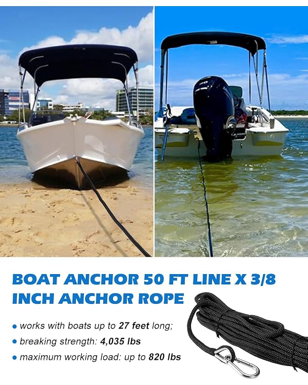 Venussar 39'' Sand Spike Boat Anchor Pole, with Stainless Steel Boat Anchor Hook and Boat Anchor Line 50ft, for Shallow Water Shore, Beach, Sandbar by Venussar - Image 4