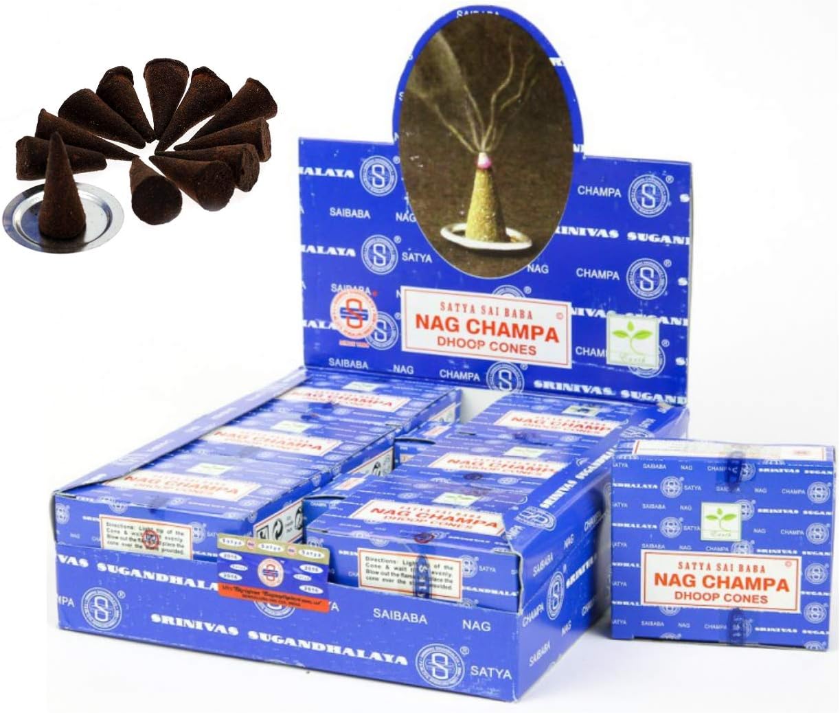 Craftozone Satya Sai Baba Nag Champa Agarbatti Pack of 12 Fine Quality Incense (Cones(144pcs))
