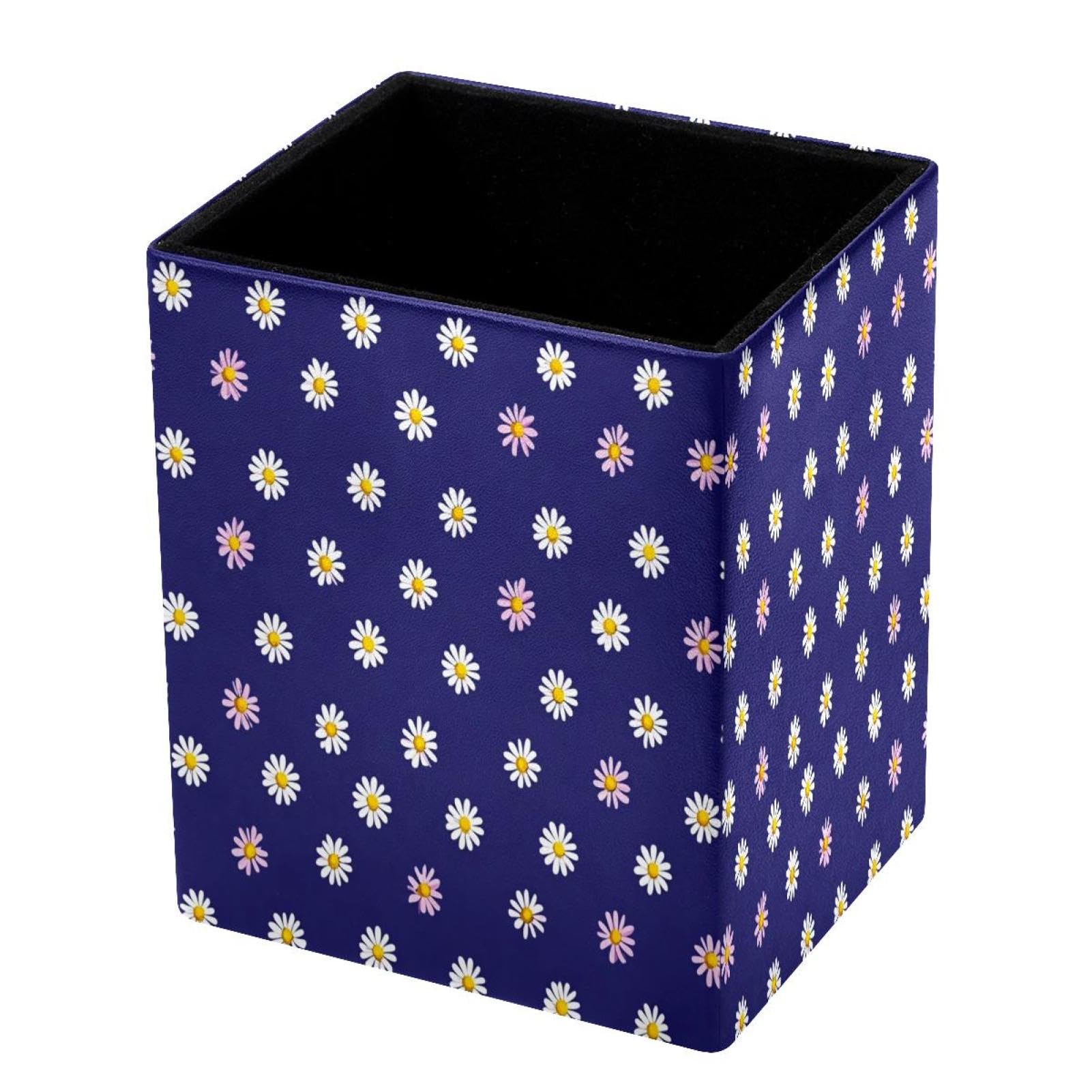DragonBtu Desktop Pencil Holder, Daisy Rectangular Pencil Cup, Pencil Storage Bag Office Desk Supplies Case for School, Kids