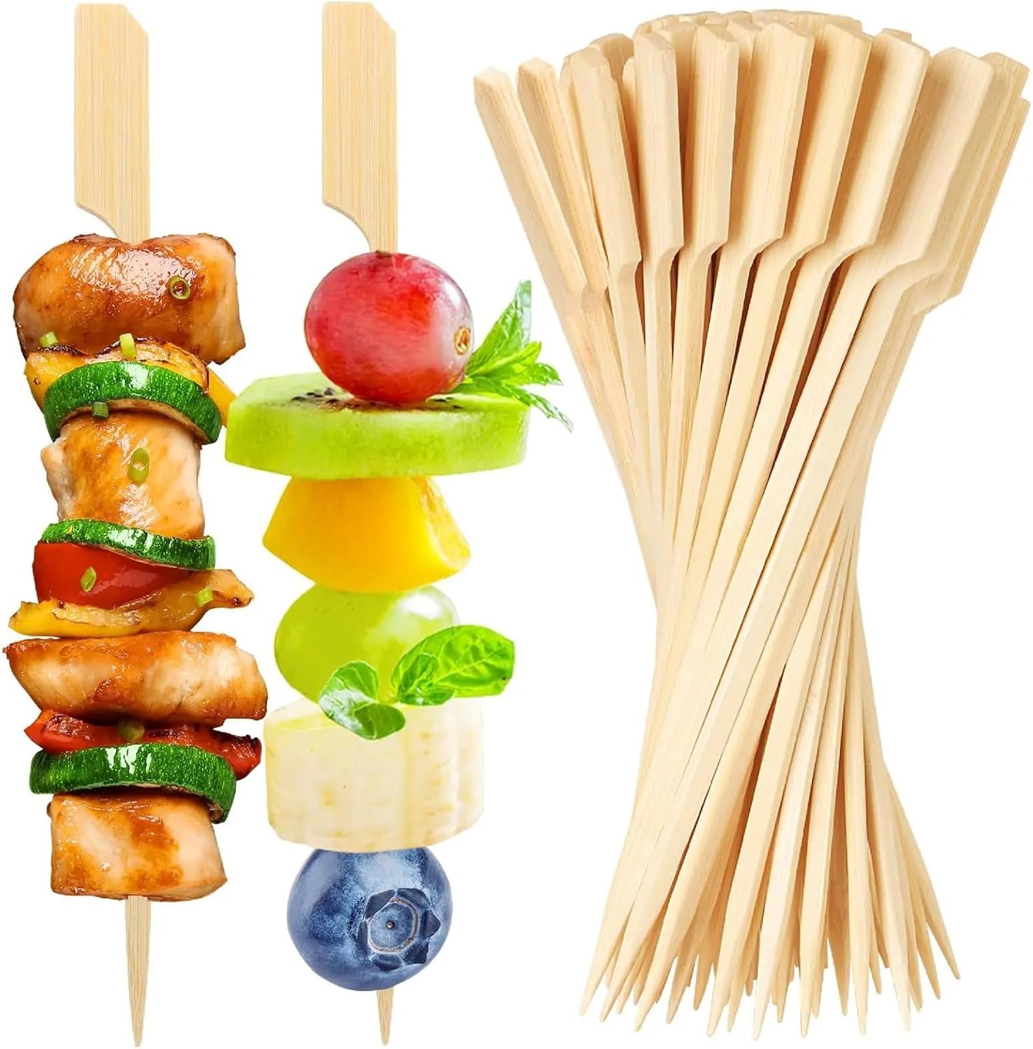 Cocktail Picks 500pcs 7.08/4.72in Barbecue Skewers fore Mini Rock Sugar Gourd Oden Bamboo One-time for Appetizers(7.08in)