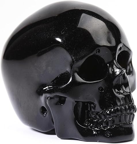 Crystal Skull - Calavera de cristal tallada a mano de obsidiana de 2.0 pulgadas, piedra de cristal grande para decoración, inspiración, relajación
