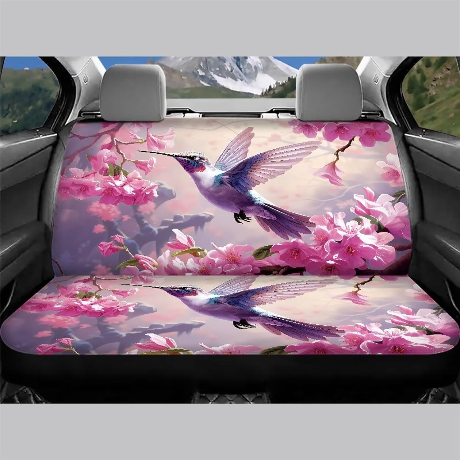 Tupalatus Hummingbird Car Back Seat Covers Full Set of 2 Pack Durable Anti Dirty Auto Bench Seat Protector Pet Dog Seat Cushion
