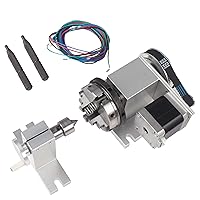 Vista 1 de RATTMMOTOR Mesa giratoria tipo K12-2.559 in con contrapunto de 2.126 in, relación de reducción 4: 1 CNC 4to eje de rotación de eje A, cabezal