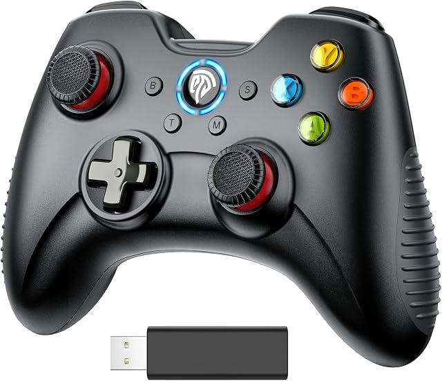 EasySMX Wireless PC Game Controller Joystick Gamepad,for Steam Deck/PC/Nintendo Switch/Steam Deck/Windows XP/10/7/8/8.1,and Android/PS3,with Dual-Vibration Turbo and Trigger Buttons,1-key Wake-up