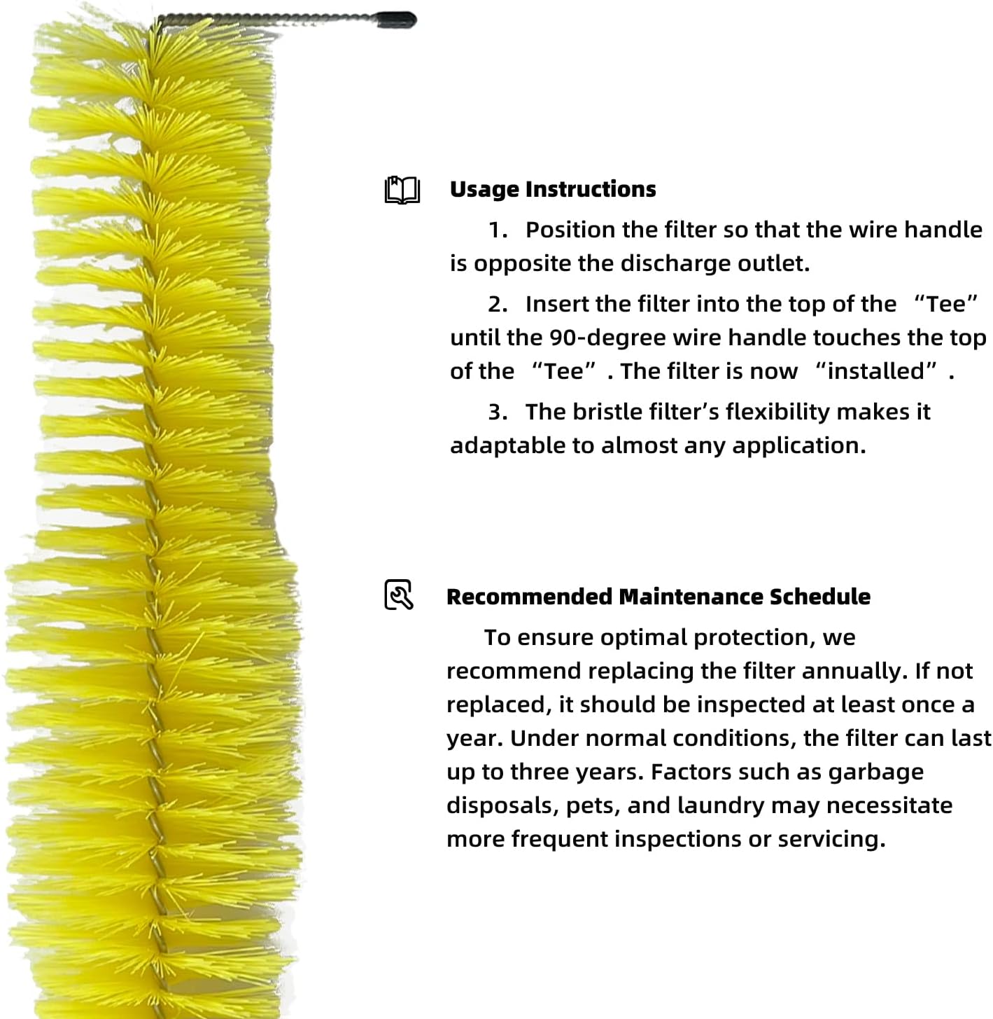 Septic Tank Bristle Filter 4” Compatible with STF-110: Superior Gravity Flow Filtration, Premium Materials, and Easy Maintenance for Optimal Efficiency in Any 4’’ Pipe or Baffle