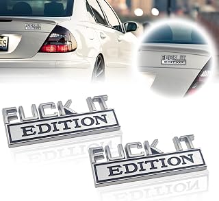 Fuck-IT Edition Emblem - 2Pcs 3D Fender & Hood Badge Decals, Fit for Car, Truck & SUV (Silver, Black)