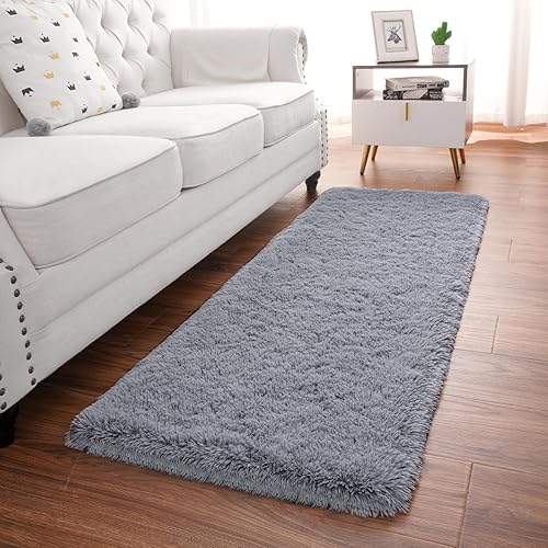 Miniatura 5 de ST. BRIDGE - Alfombra larga gris para dormitorio de 2 x 4 pies, alfombra mullida y peluda para sala de estar y guardería, alfombra de mesita de