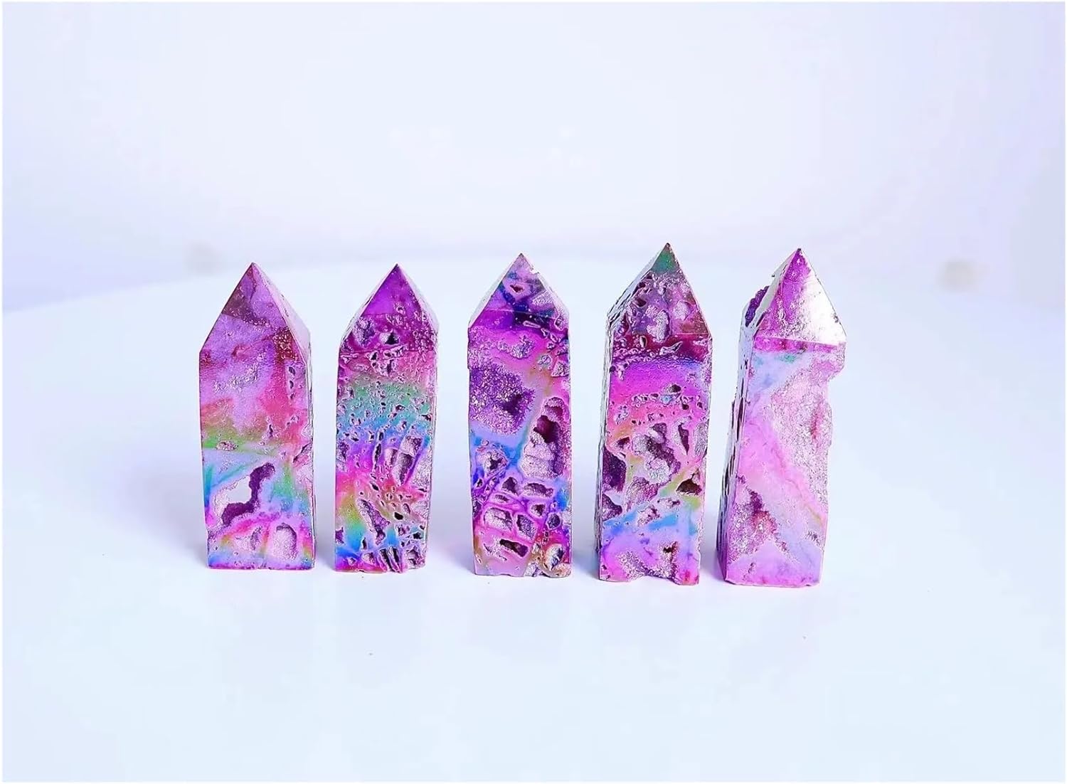 400-450g Sphalerite Crystal Wand Titanium Coated 1pcs