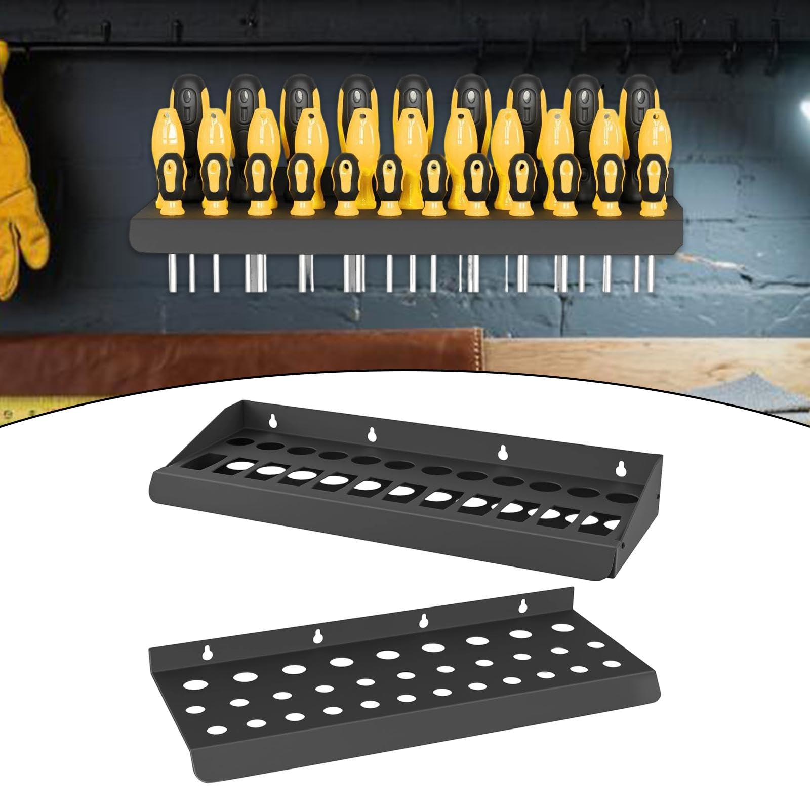 Oshhni Organizador de Destornilladores y alicates de Metal, 2 Unidades, portátil, de Pared, con Tornillos, para Herramientas de jardín.