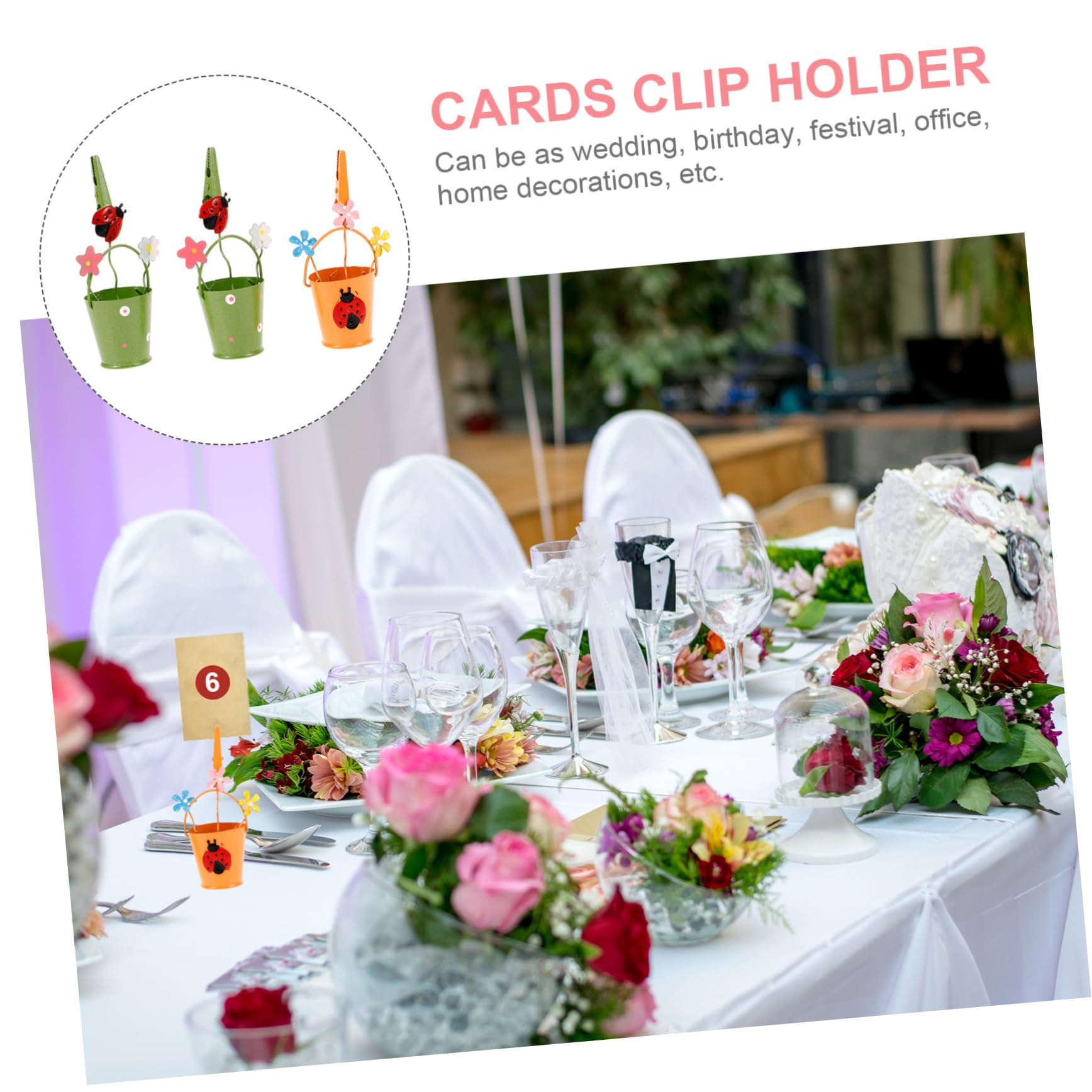 HOODANCOS 3Pcs Flower Table Number Holders Creative Spring Memo Clips for Weddings Parties and Events Photo Stand for Home and Office Decor Random Styles