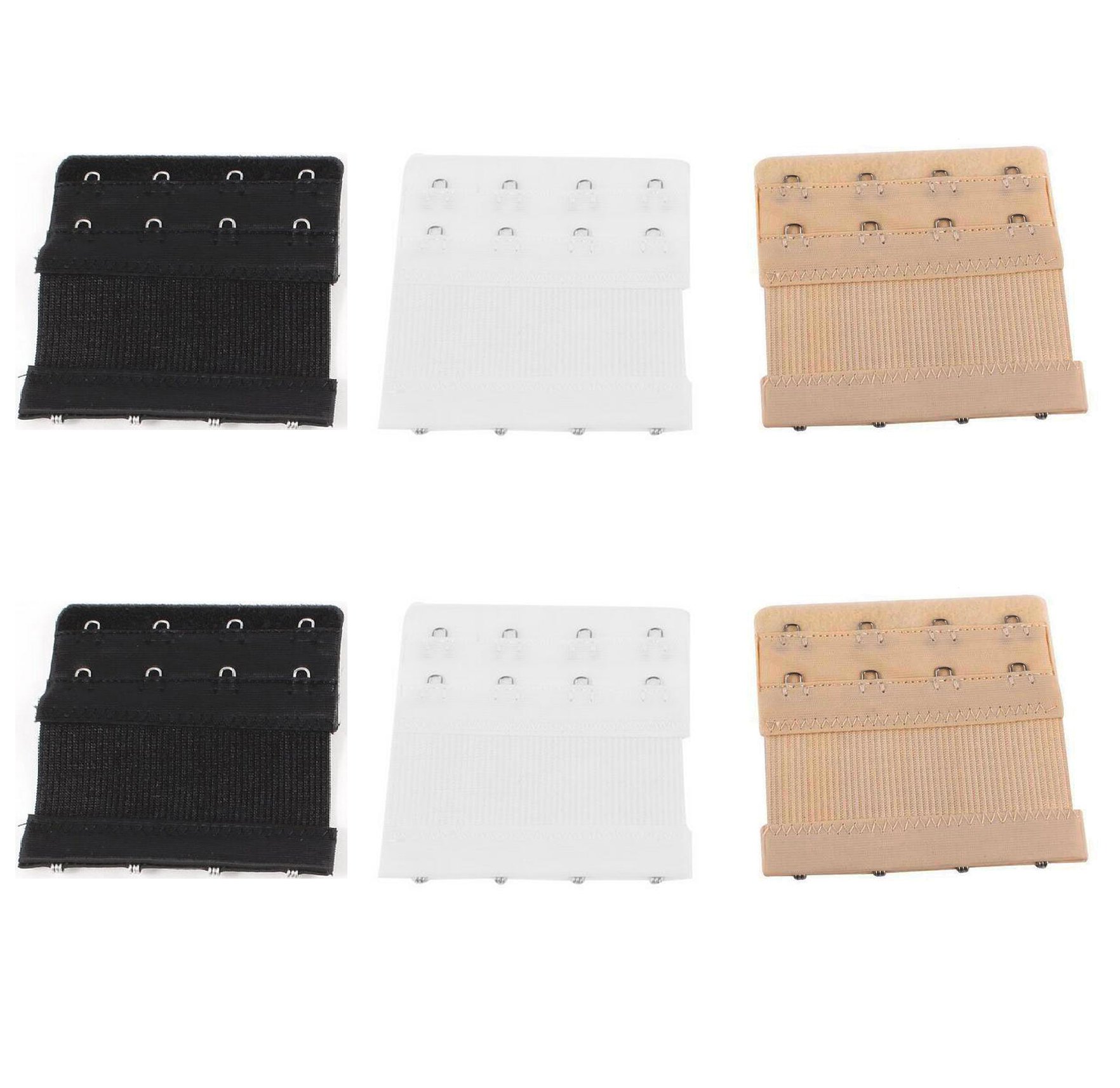 Gankarii Women's Beige, Black, White Cotton Bra 6Pcs 2X 4 Hooks Extension Strap Extender