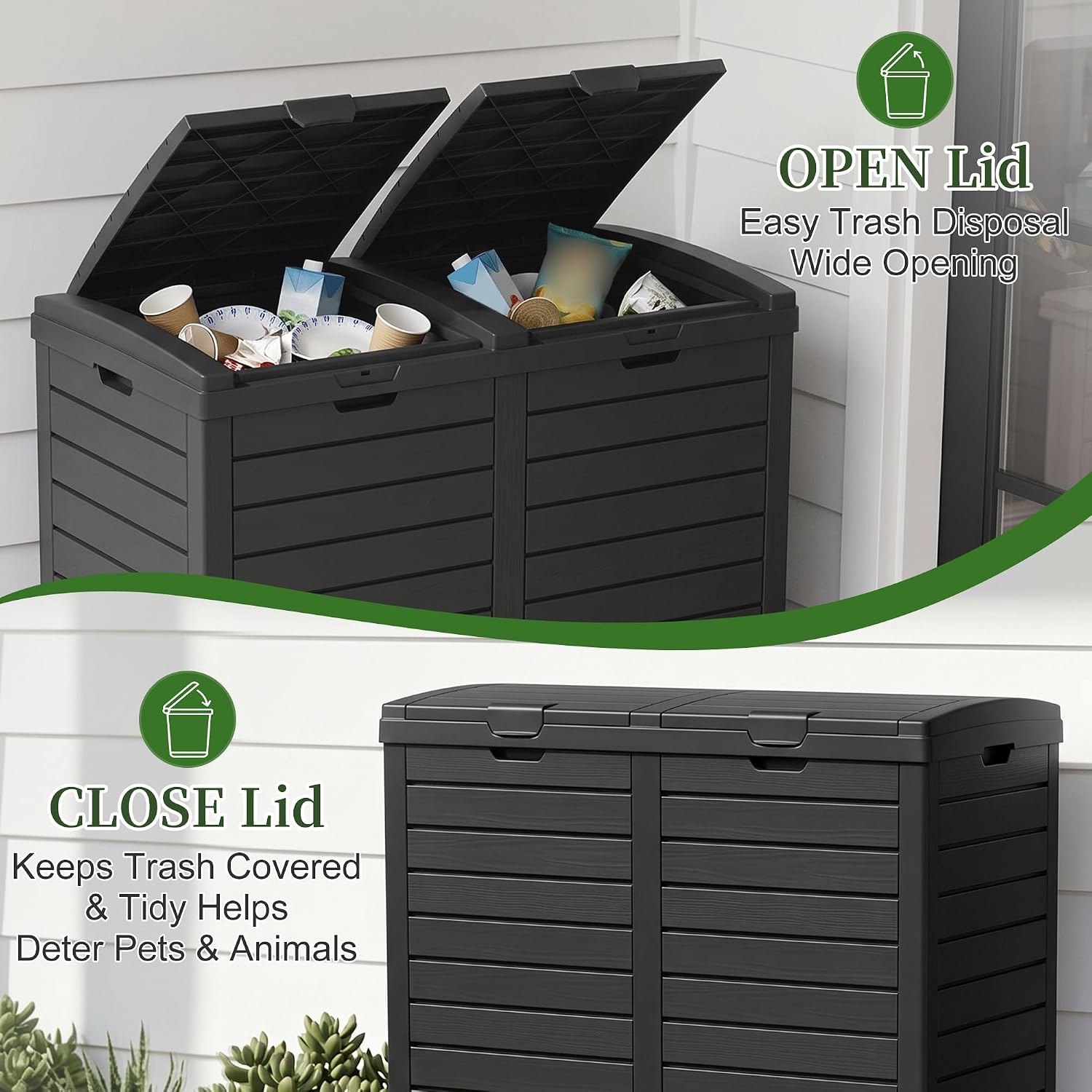  Outdoor Trash Can with Lid, 110 Gallon Garbage Can with Drip Tray thumbnail