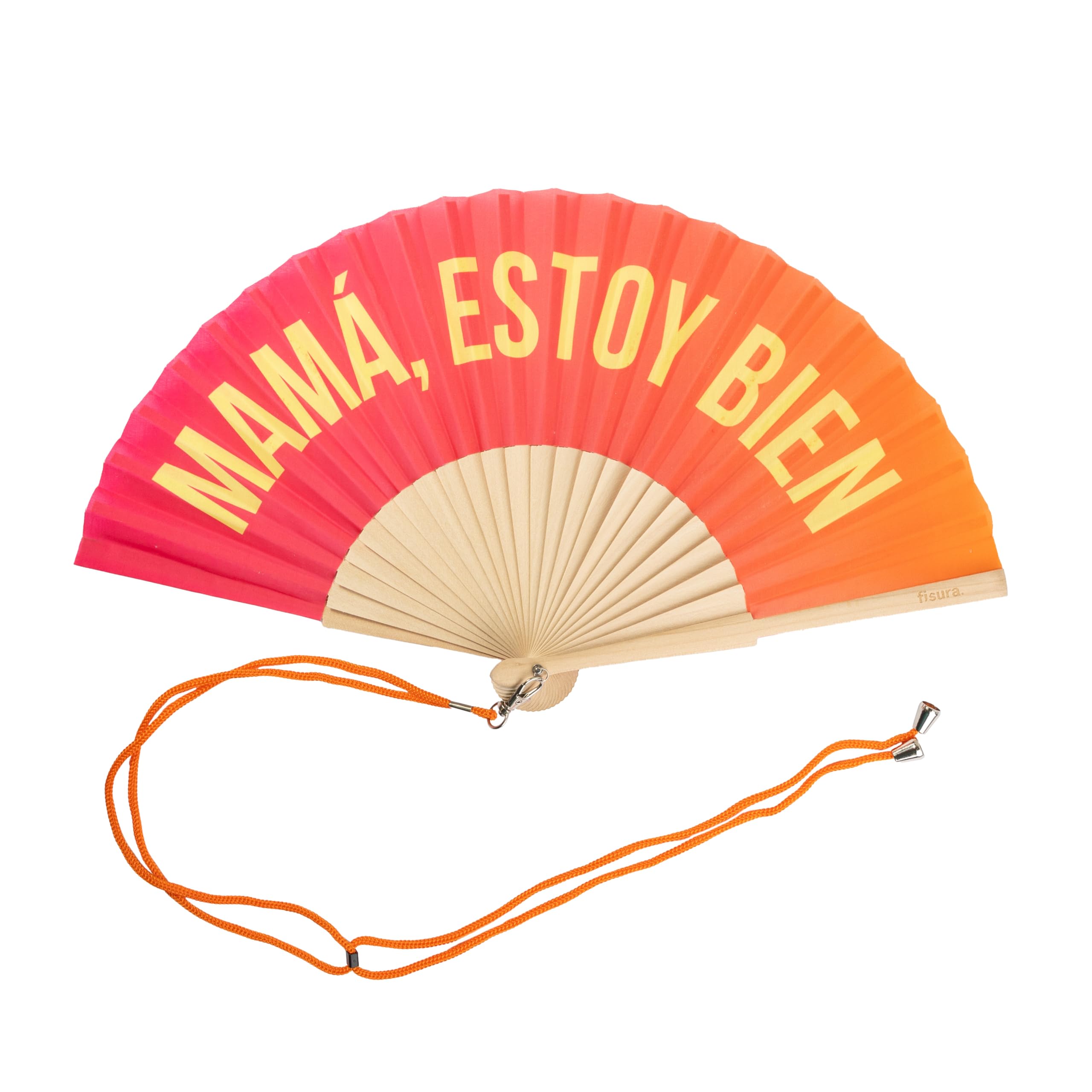 Fisura – Abanico Original con Mensaje “La Vida es Bella”. Abanico de Madera Moderno y Colorido. Ventilador de Mano Amarillo de Rayas. Colgador Incluido. Idea de Regalo Divertida. 42,5 x 23 cm — view 24