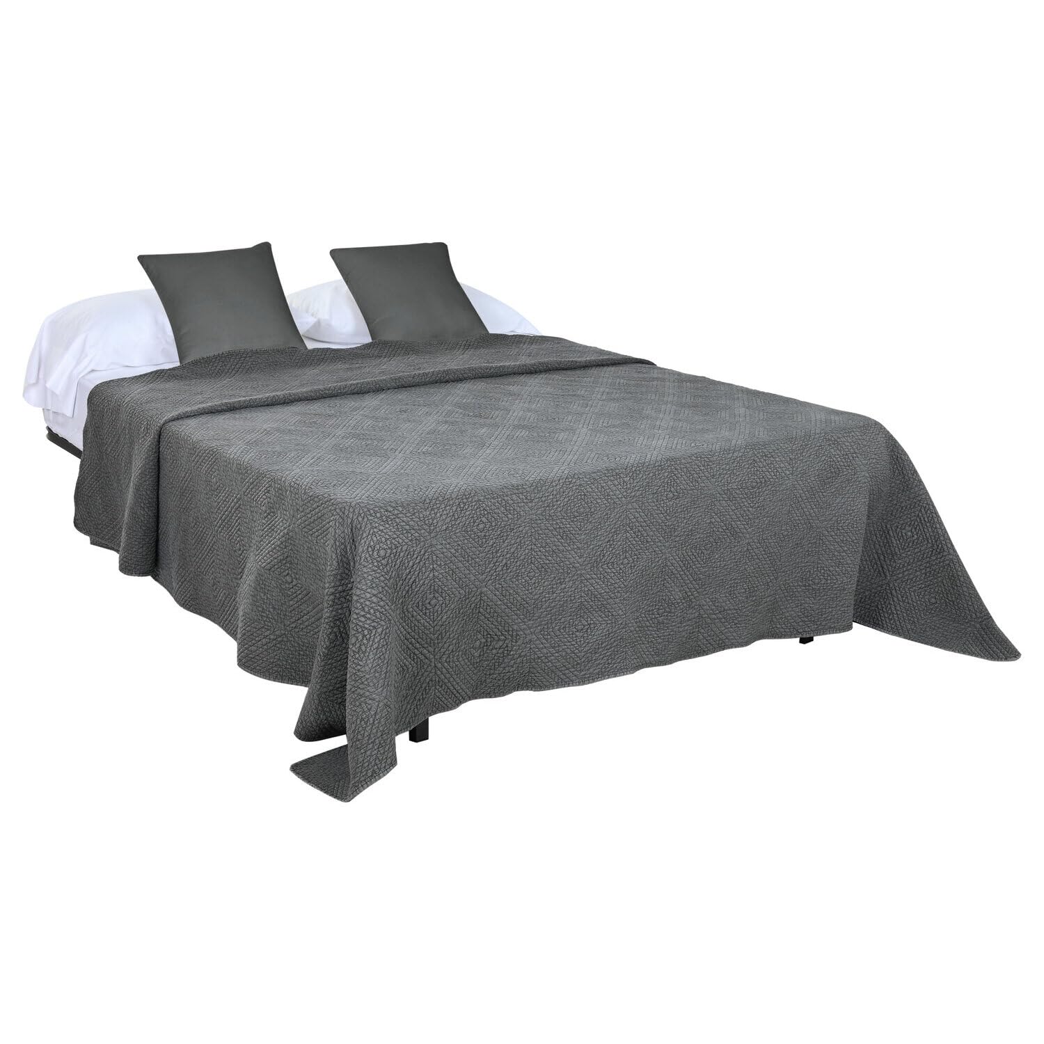 Couvre-lit gris clair 240x260 boutis polyester 100g couverture légère lit double