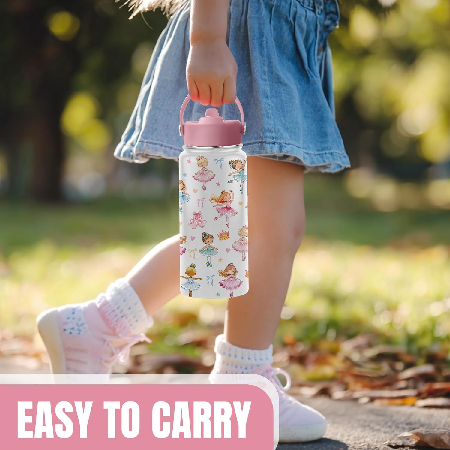 Ballet Water Bottle with Straw Lid, 16 oz Insulated Stainless Steel Tumbler, Travel Cups, Birthday Christmas Gifts for Girls Ballerina Dance Lovers - Image 6