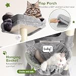 Globlazer Tour de chat extra grande, 81-inch Grand arbre de chat pour les grands chats 20 C'est vrai. XXL Tour de raclage de chat pour adultes à l'intérieur 3 Condos Cat, 8 Postes de scratching, gris clair, F81