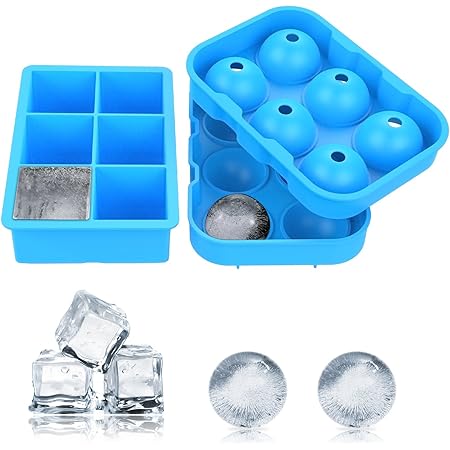 Amazon Bestope 製氷皿 シリコンまる氷アイストレー 6個大ボール製氷器 ２個セット お茶やお酒用氷が作れる製氷皿 直径4 5cm ブルー Bestope 製氷皿