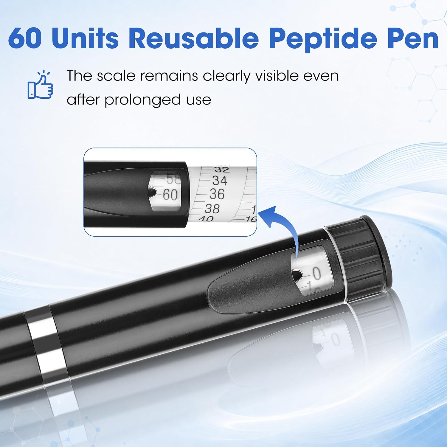 60 Unit Reusable Peptide Pen Injector, Metal injection pen