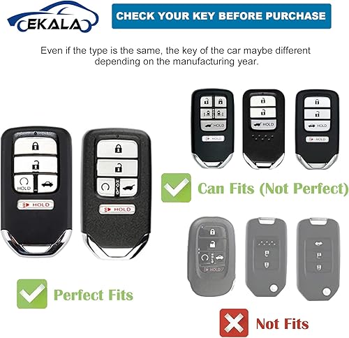 Miniatura 2 de EKALA Funda para llavero Honda con llavero de cuero, color blanco, compatible con Accord Civic CR-V Odyssey Pilot, Blanco