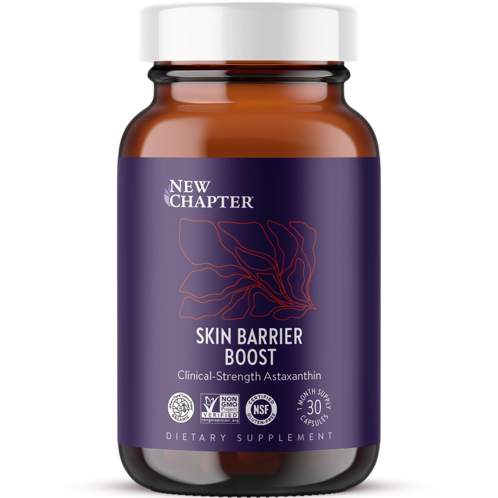 New Chapter Skin Barrier Boost – Clinical-Strength Astaxanthin for Fine Lines - Collagen Protection + Hydration - Vitamins A C E Zinc + Collagen Peptides - Visi