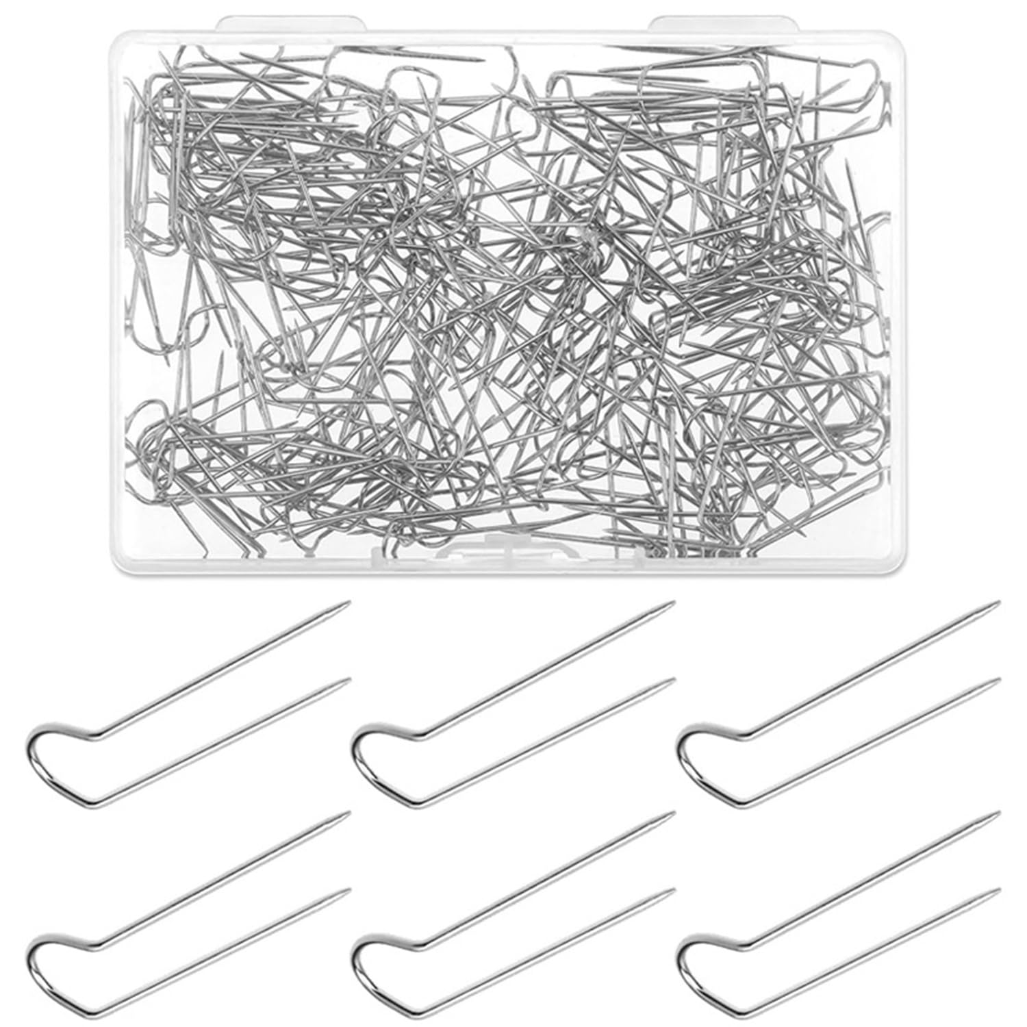 SYEYCW 200 Pcs Wreath U Pins, 23mm Stainless Steel Double Blocking Pins, Multipurpose Straight Quilting Needle, for DIY Sewing, Floristry, Straw Wreaths, Jewelry Display, Crafts