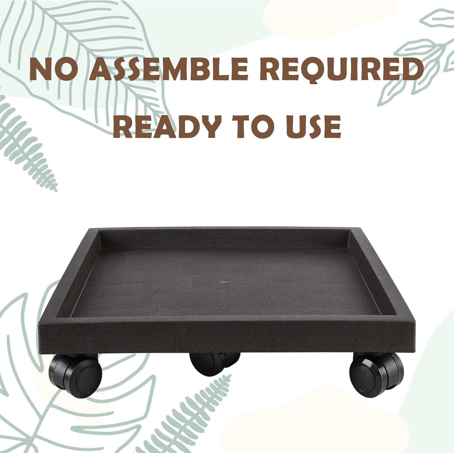 16.5 Inch Square Rolling Plant Caddy Saucer with Wheels, Heavy Duty Wheeled Planter Stand for Potted Plant, Coaster Roller Base Tray with Casters, Flower Pot Dolly Holder for Indoor Outdoor