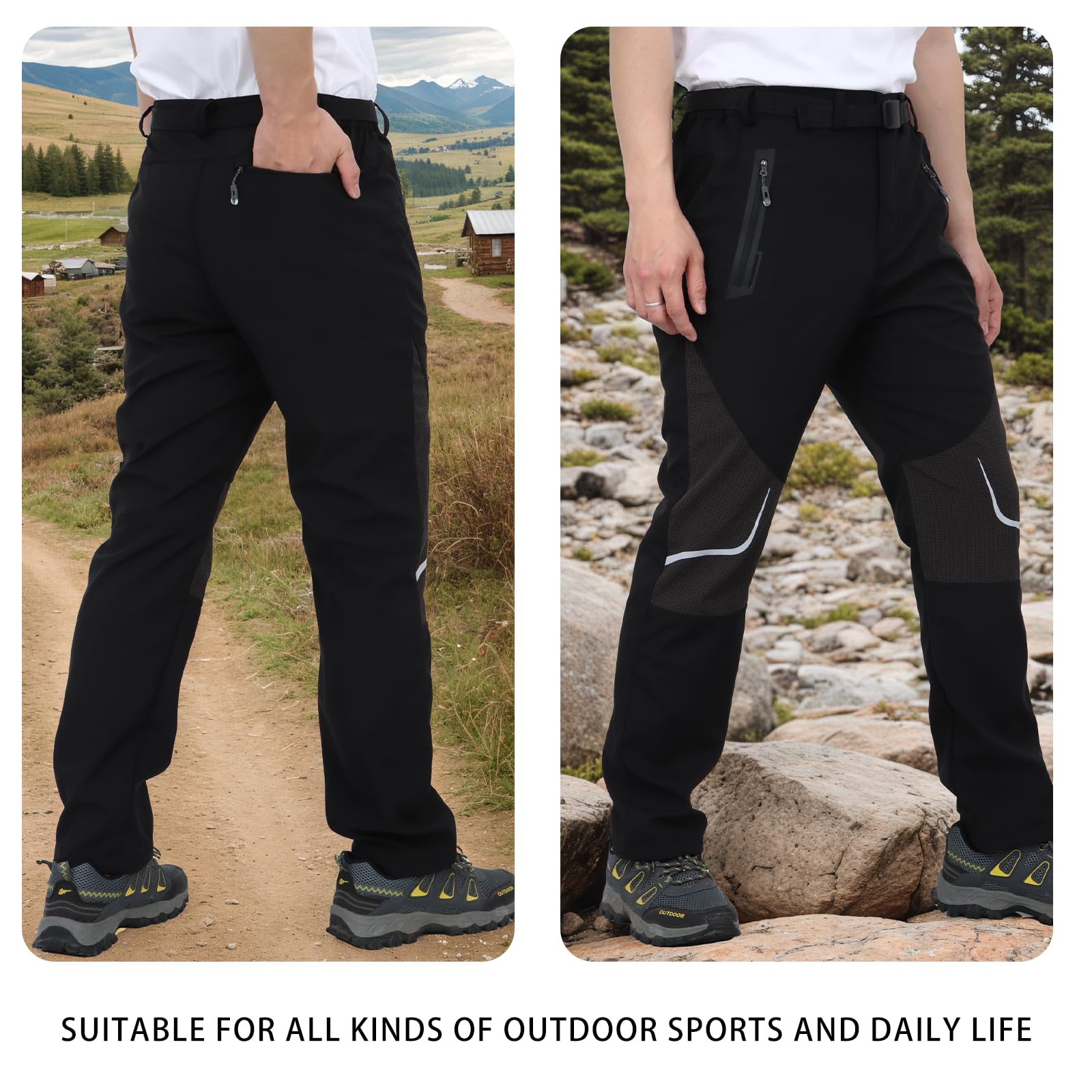 Pantalons de Marche Respirants Pantalons de randonnée de Sports de Plein air de Camping légers pour Hommes