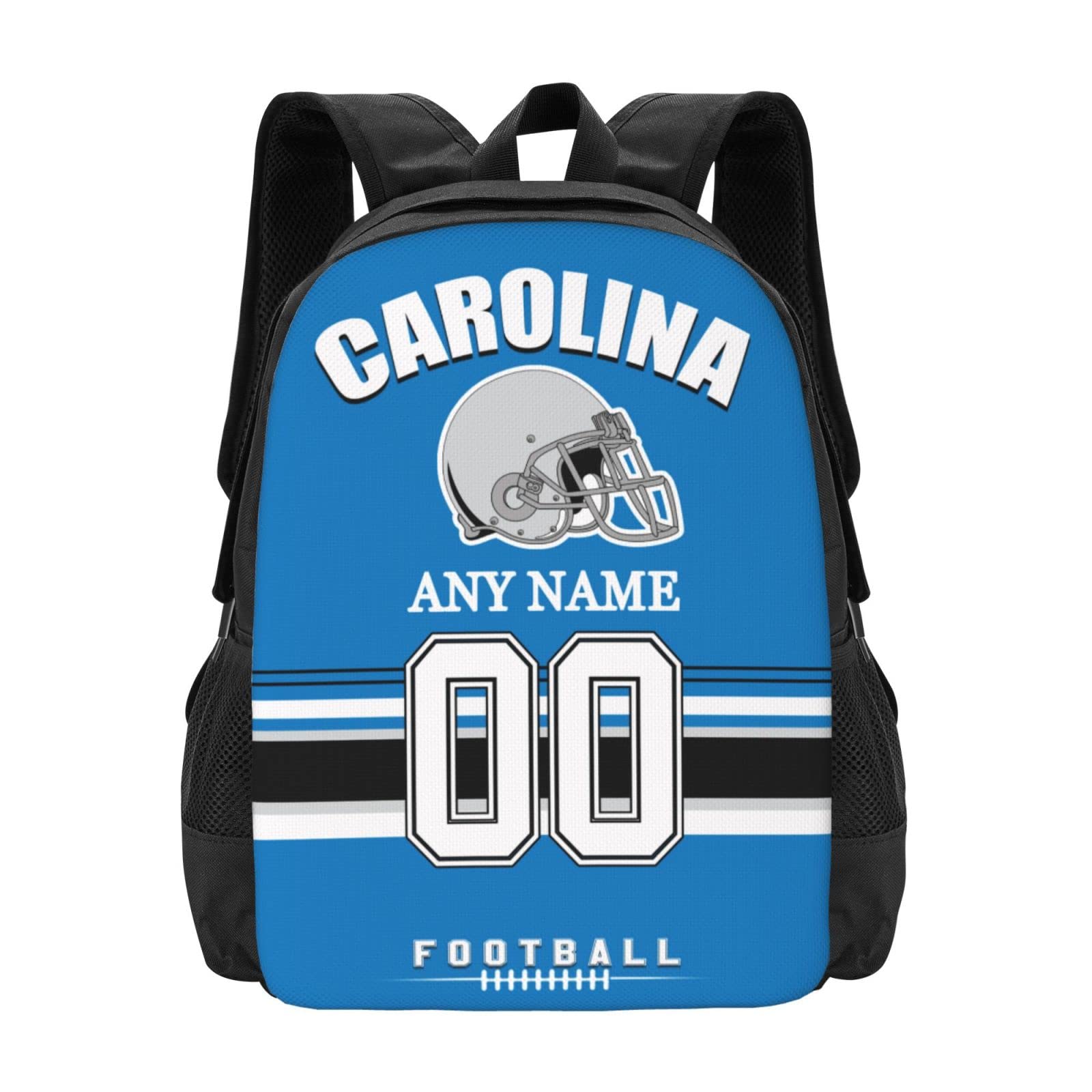 Carolina Backpack Custom Football Sport Backpacks, Customized Personalized Name And Number Backpack Travel Bag Gifts For Fans Men Women 17in