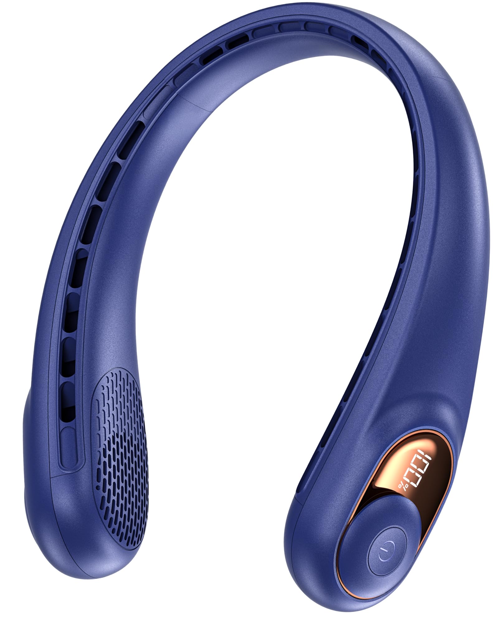 Ventilatore da collo, portatile, senza pale, con display a LED, flusso d'aria a 360°, batteria ricaricabile da 4000 mAh, super silenzioso, per interni ed esterni, blu reale