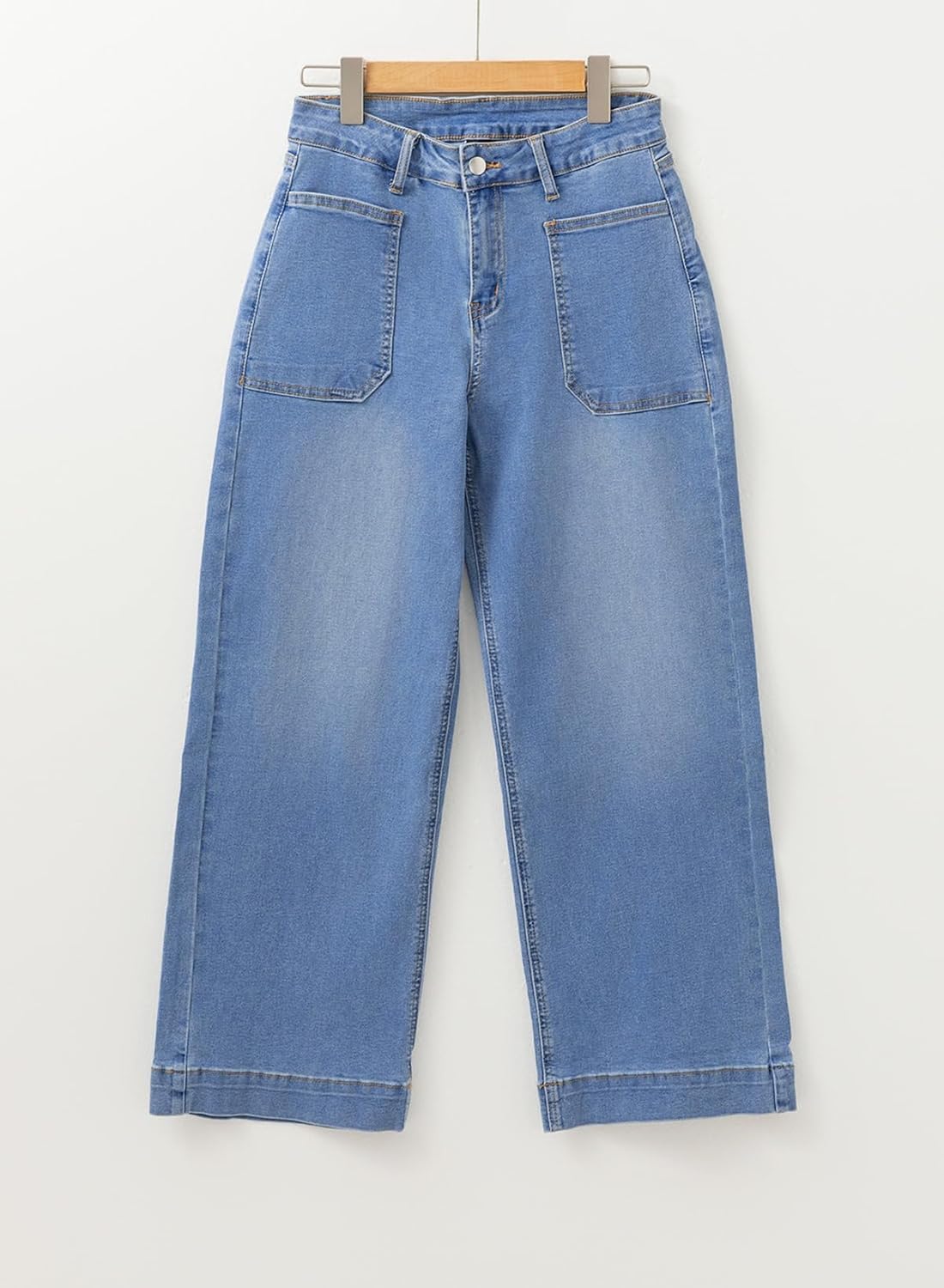 EVALESS Women's High Waisted Wide Leg Stretchy Denim Pants - Image 6