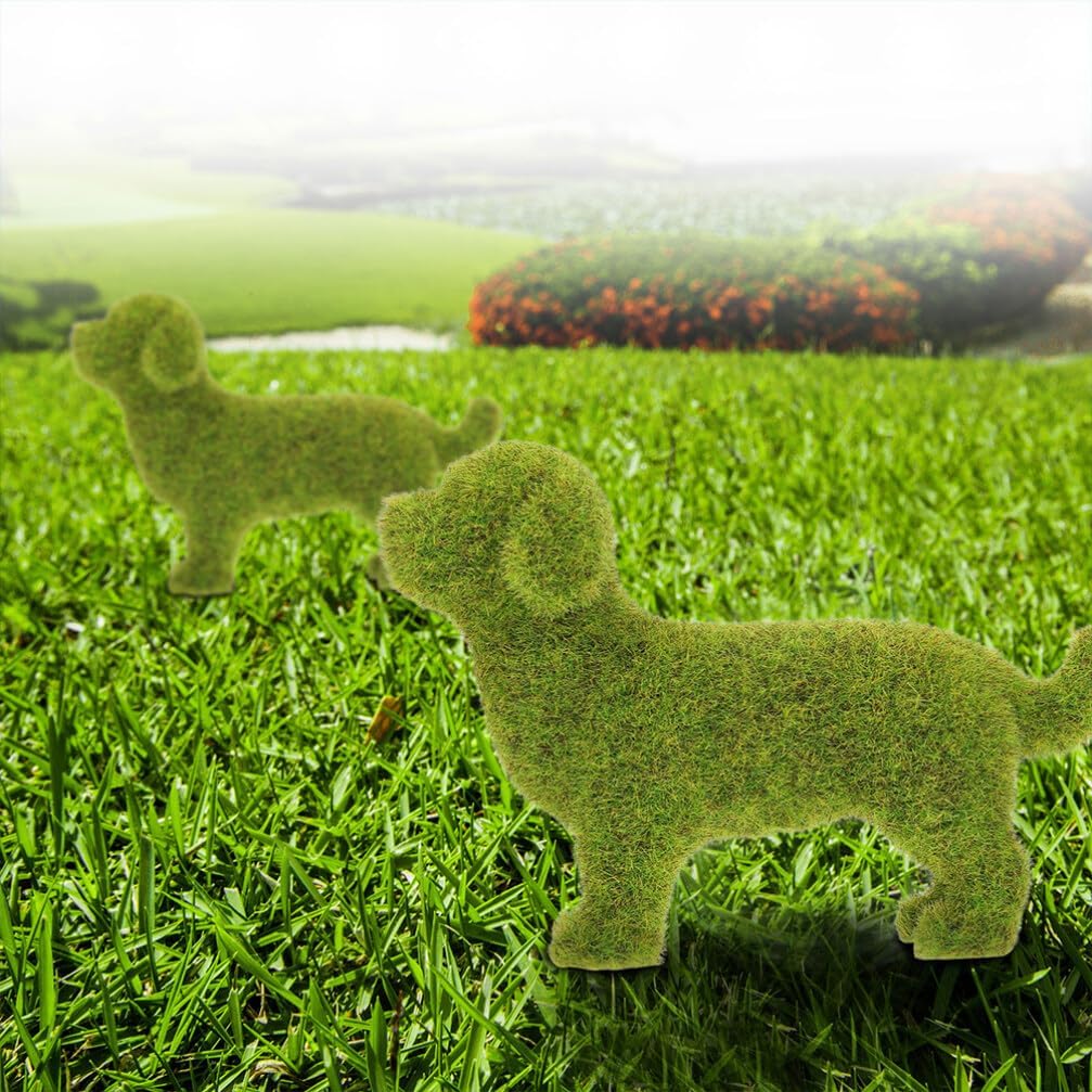 GANAZONO Simulated Puppy Ornaments 2Pcs Flocking Animal Figurines for Outdoor Garden Patio Backyard Decoration Small Animal Landscape Statue 6.88X4.80X2.16In - Image 2