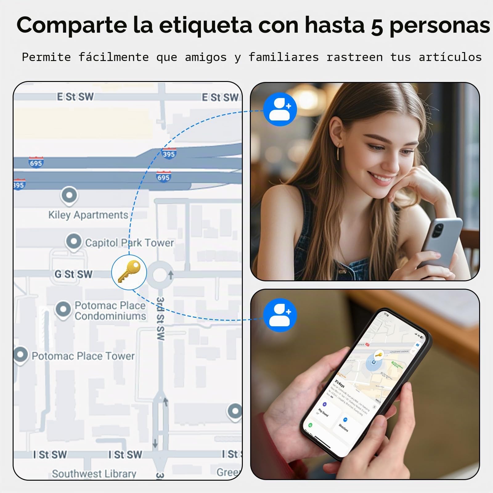Smart Tag Tracker 2 Pack, Buscador de Objetos Bluetooth Funciona con Buscar Apple (Sólo iOS, Android no Compatible), Rastreo Mundial, Rastreador para Llaves/Equipaje/Cartera, Batería Reemplazable