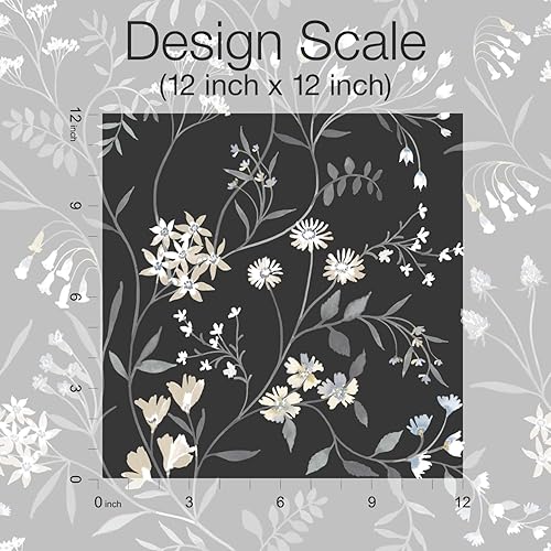 Miniatura 3 de Roommates RMK12179PLW Black Meadow Mix - Papel tapiz para despegar y pegar