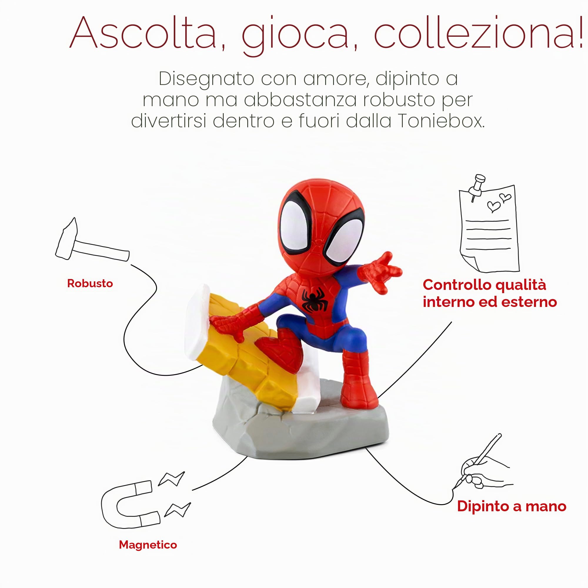 tonies Personaggi uditivi per Toniebox, Marvel Spidey e i suoi super amici Il team Spidey & 3 altre emozionanti avventure, gioco per bambini dai 4 anni in su, tempo di gioco circa 57 minuti
