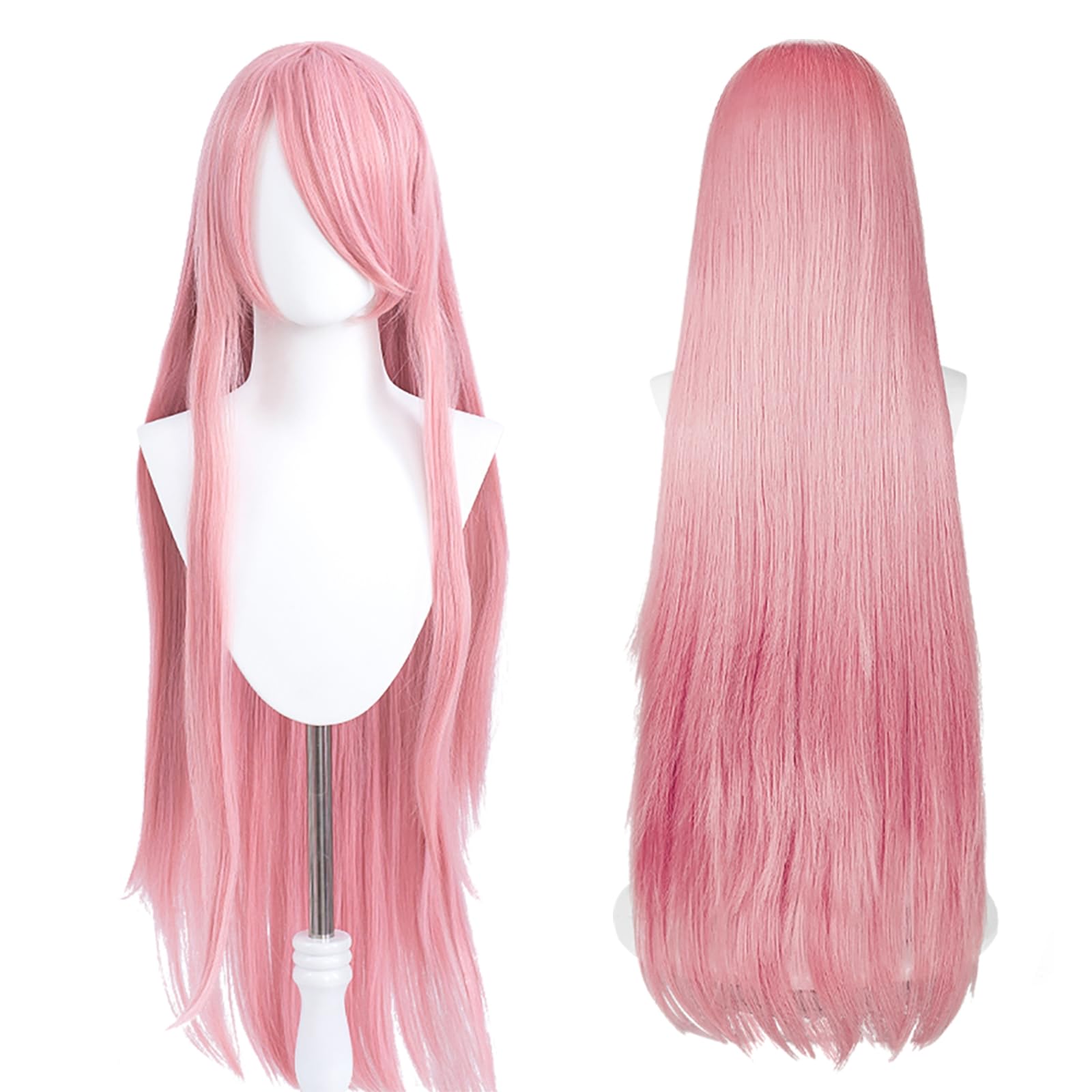 UTIEHD100cm / 40 Inch Long Wig, Universal Anime Costume Cosplay Wig, Perfect for Party, Daily-Use, Festivals, and Halloween, Great for TV, Film, Anime Game Character Cosplay (Pink)