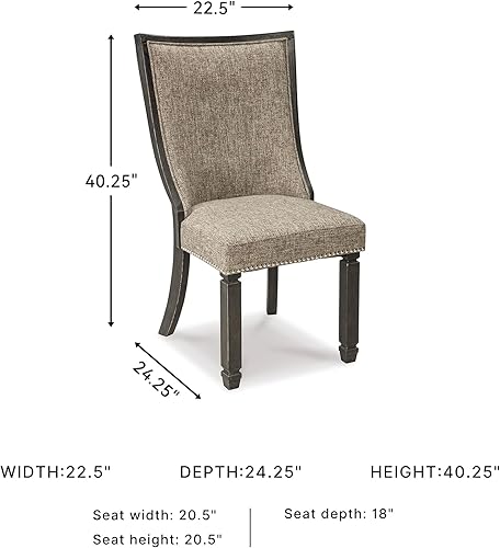 Miniatura 3 de Signature Design by Ashley Tyler Creek Urban Farmhouse Silla de comedor tapizada, 2 unidades, casi negra Negro -,Bitono