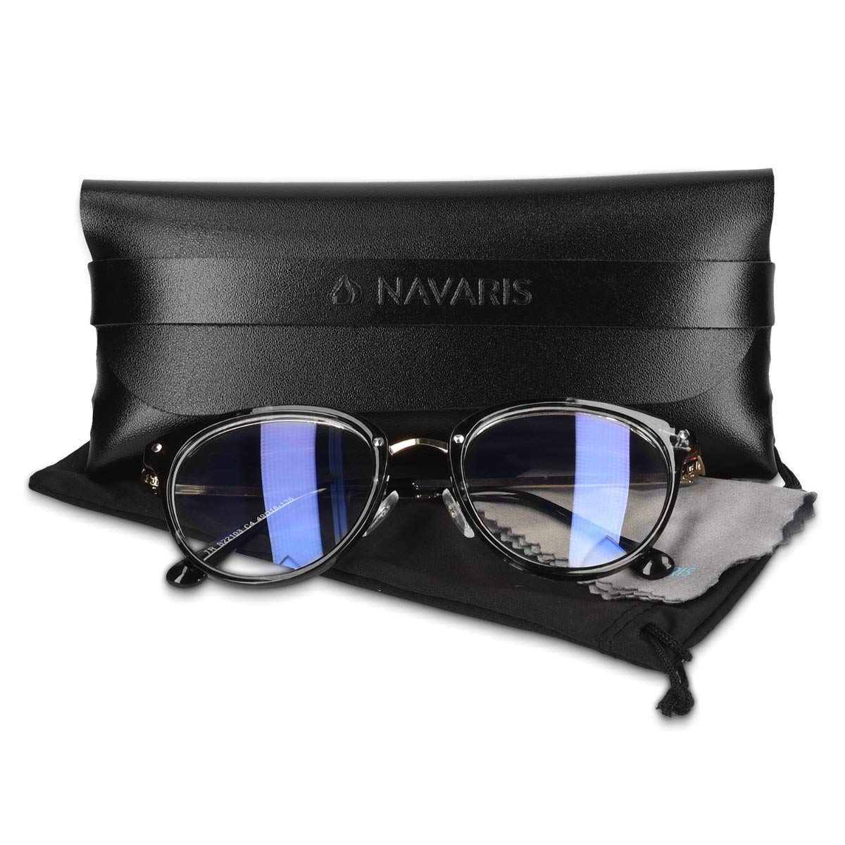 Navaris Okulary Retro Bez Recepty - Damskie/Męskie Vintage 50/Nerd/Komputerowe - Z Metalowymi Wspornikami