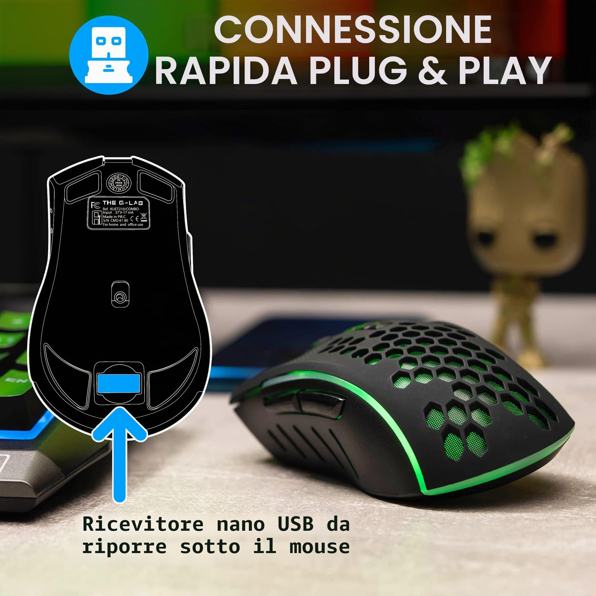 THE G LAB Wireless Gaming Combo - Mouse + Keyboard - Spanish Layout