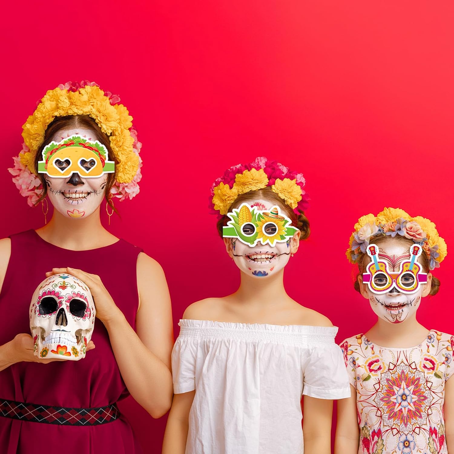 16 Pieces Cinco de Mayo Fiesta Paper Glasses, Colorful Mexican-Themed Eyewear with Sombrero, Cactus Designs for Holiday Photo Booth Props, Party Favors, and Taco Night Accessories for Adults and Kids - Image 4