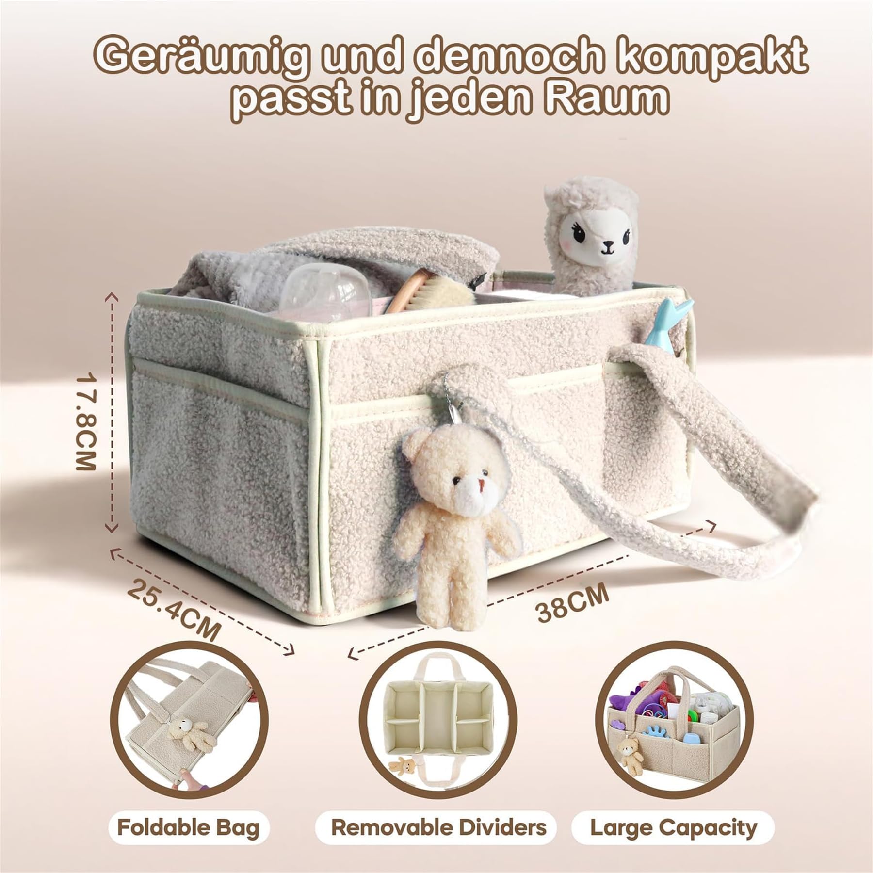 Panier Rangement BéBé, sac a couches bebe, Portable Panier De Rangement Bebe, Compartiment Amovible, Parfait Pour Les Essentiels Du Nouveau-Né, Le Changement Des Couches