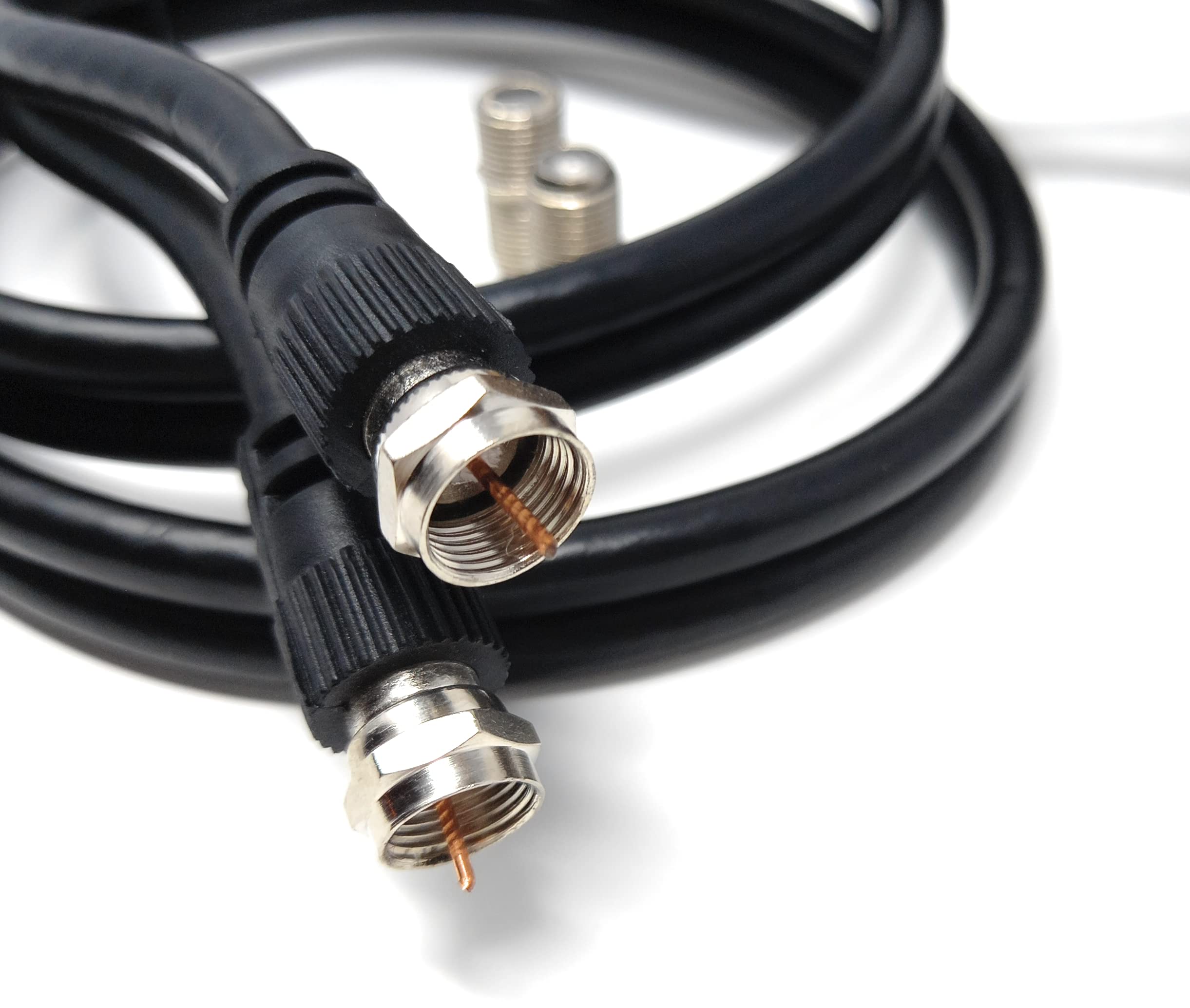 DRUT 1m,Twin Shotgun Satellite Moulded F-Type Plug to Socket RG6 Coaxial Extension Antenna Cable Lead With F-Type Couplers (3.3ft - Image 2
