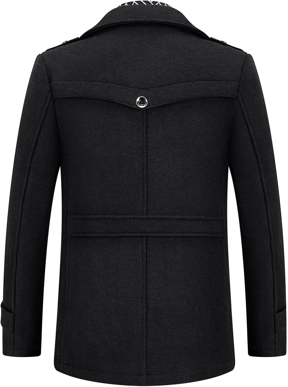 Lamgool Men's Winter Mid Length Wool Blend Coat Single Breasted Peacoat with Removable Scarf