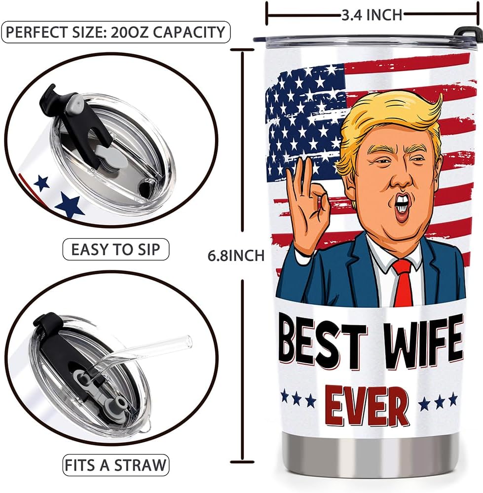 Valentines Day Gift for Wife Gifts from Husband, Best Wife Ever Tumbler Gifts - Happy Anniversary Birthday Presents for Her, 20 OZ Stainless Steel Insulated Valentines Day Travel Coffee Tumbler Cup - Image 2